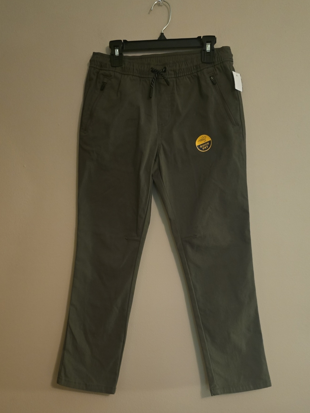 New Cat & Jack Boys Size 10 Quick Dry Olive Green Cotton Blend‎ Drawstring Pants